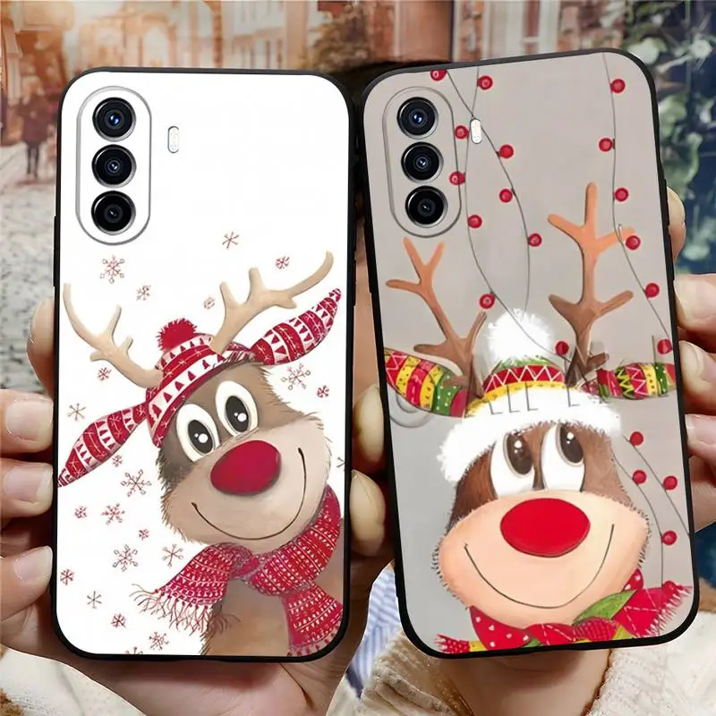 Christmas Elk Phone Case Funda For Huawei P50 P30 Pro P40 P10 P20 Plus Lite Psmart 2020 Y6 Y5 Y8s Y8p Y5 Back Cover