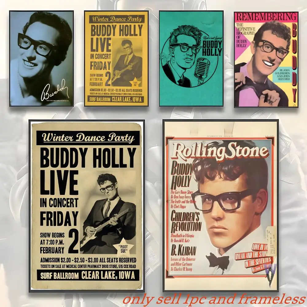 Classic Singer B-Buddy Holly Poster Gift with prints Home bedroom living room decoration promotion and display