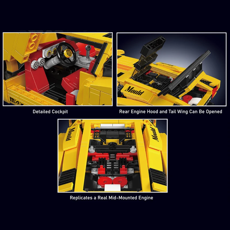 Mould King 13195H Technical Car Toys Remote Control Countach Sport Racing Car Assembly Car Brick Model Kid Christmas Gifts