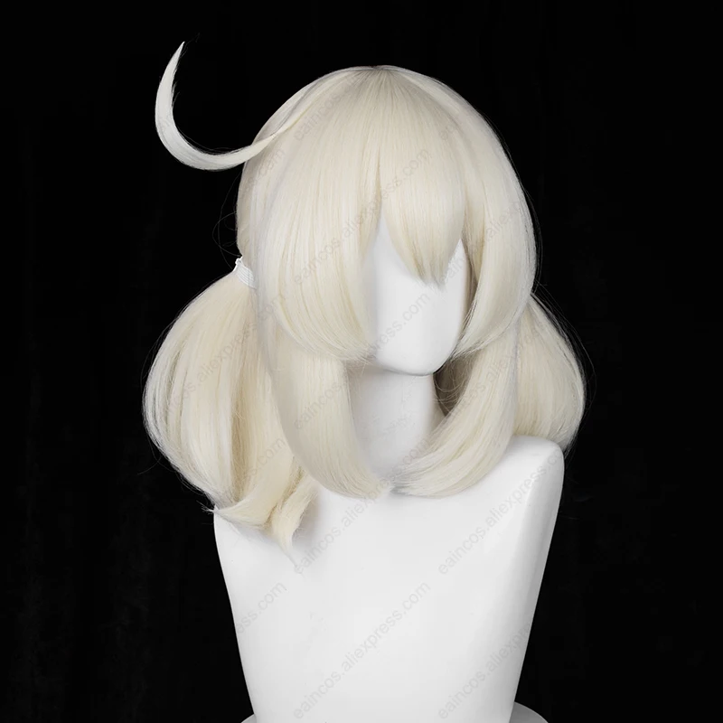 Klee Blossoming Starlight Cosplay Wig 42cm Long Cream White Fluffy Wigs Heat Resistant Synthetic Hair Halloween