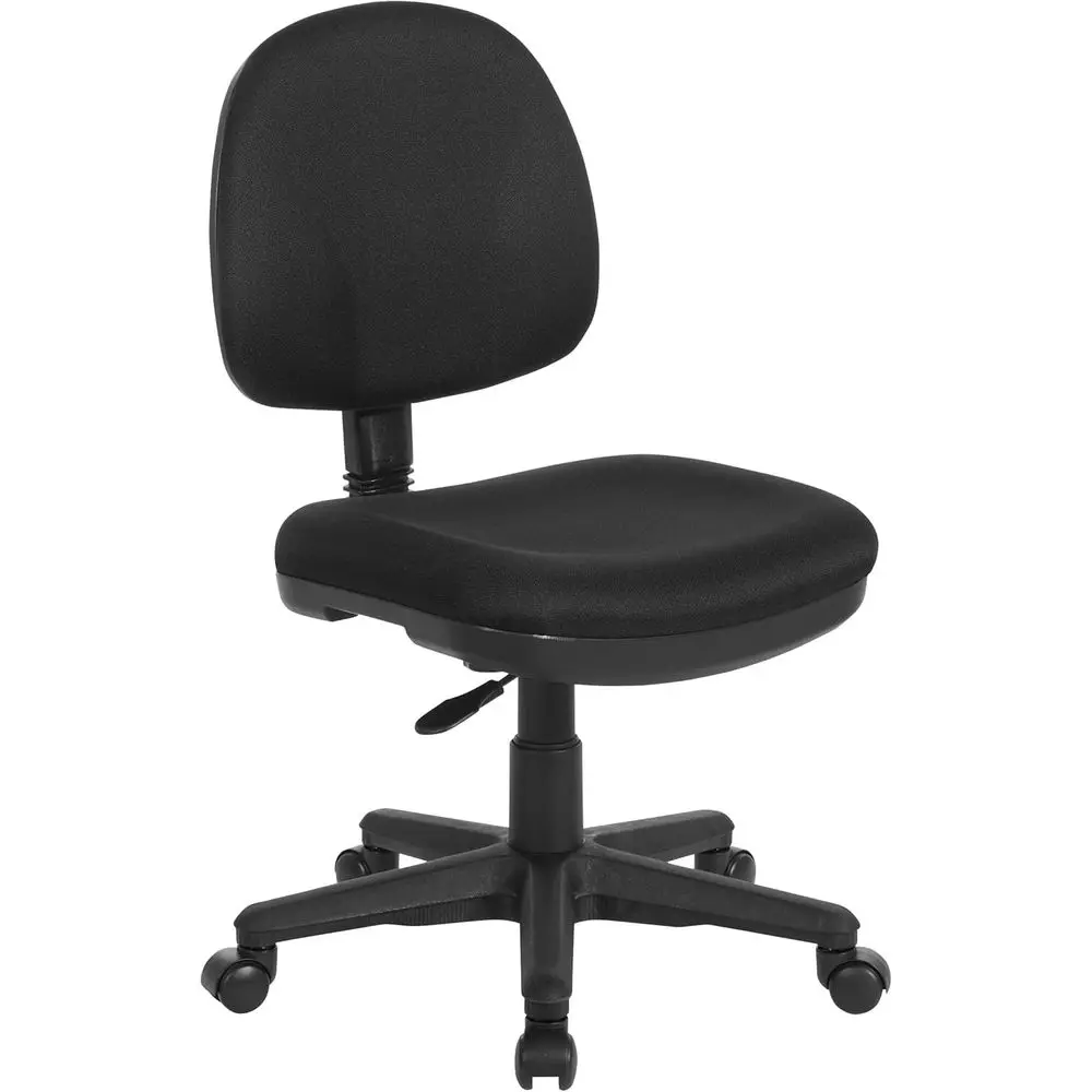 Pneumatic Office Chair with Padded Seat and Lumbar Support, Black