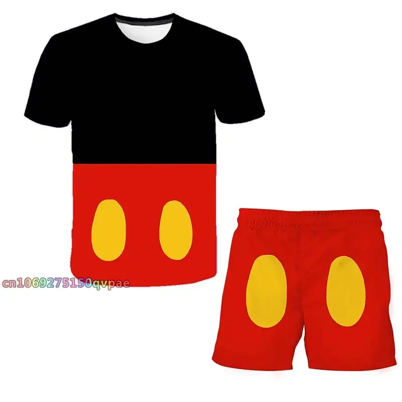 Mickey Mouse  Tshirt Short for kids t shirt 2 Piece Sets Kids Tracksuit boy's Oversized Clothes 3D Printed t shirts Kids Suit