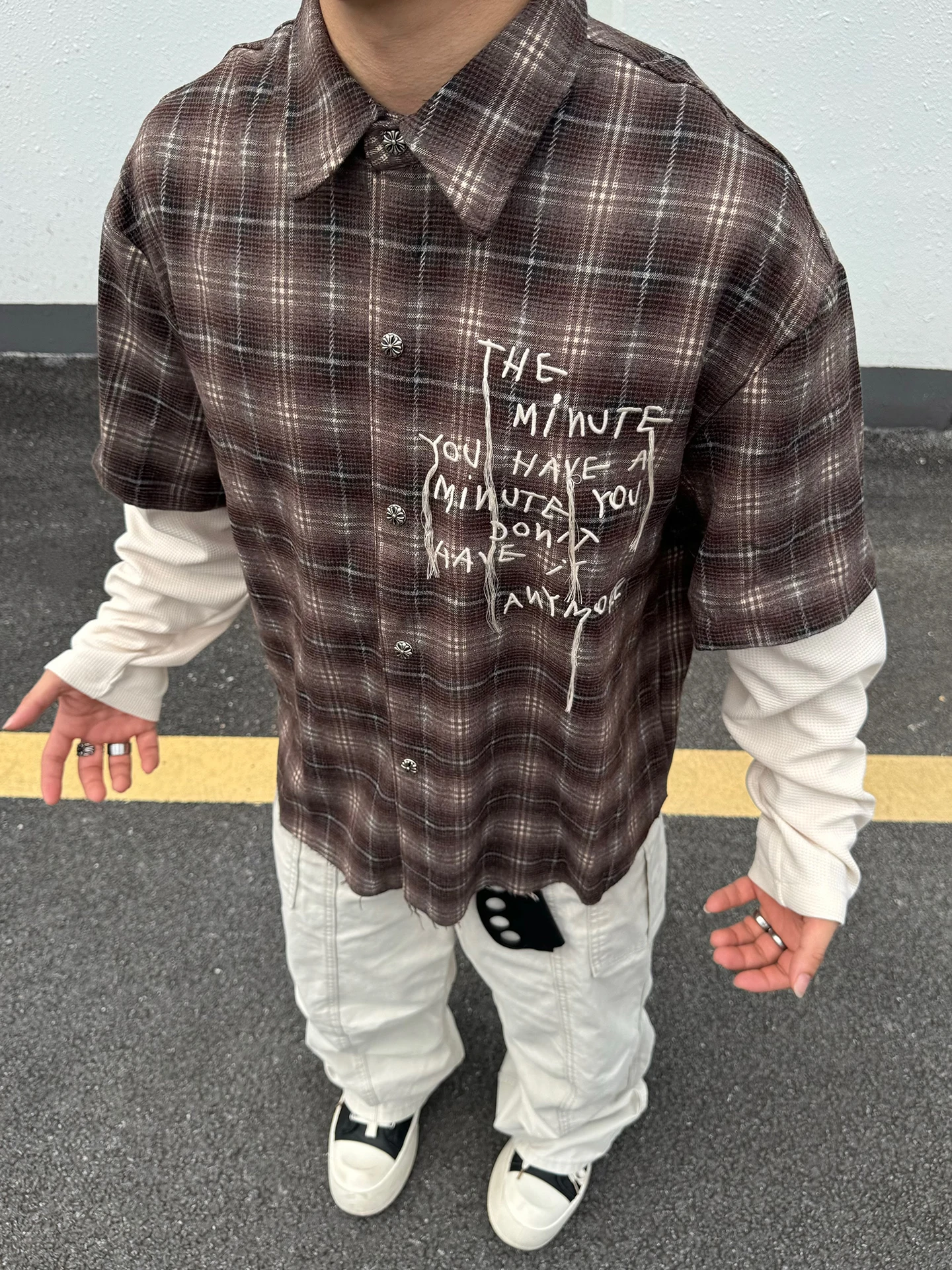 

Рубашка свободного кроя в клетку с вышивкой в стиле ретро для мужчин и женщин, осенне-весенняя, молодежная, повседневная одежда