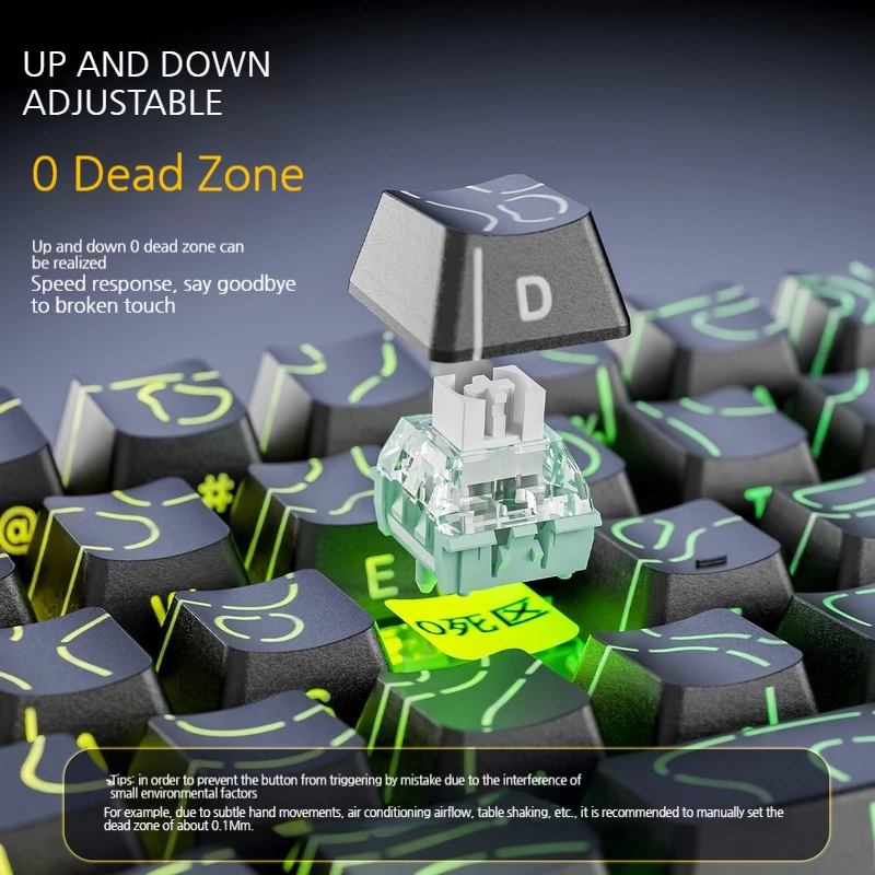 هجوم القرش X68he المحور المغناطيسي لوحة المفاتيح الميكانيكية كفاف خط الجانب النقش السلكية Rgb لعبة Rt قابل للتعديل لوحة المفاتيح
