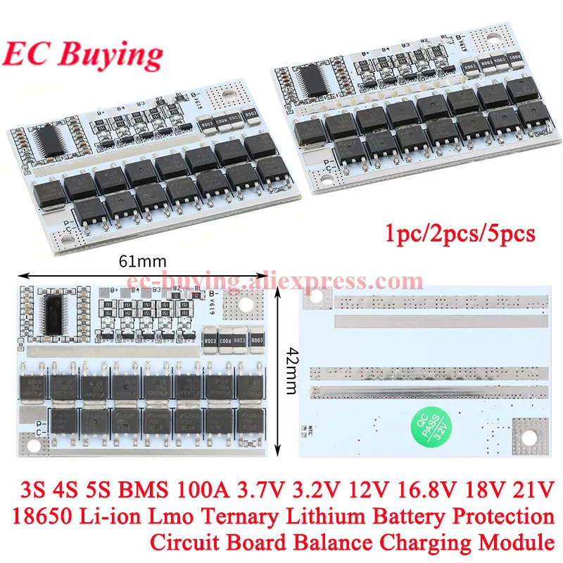 5S 4S 3S BMS 100A 21V 16,8V 12V 3,7V 18650 Литий-ионный LMO Тройная литиевая батарея Защитная плата Литий-полимерная балансовая зарядка 5S 4S 3S BMS 100A 21V 16,8V 12V 3,7V 18650 Литий-ионный LMO Тройная литиевая батарея Защитная плата Литий-полимерная балансовая зарядка