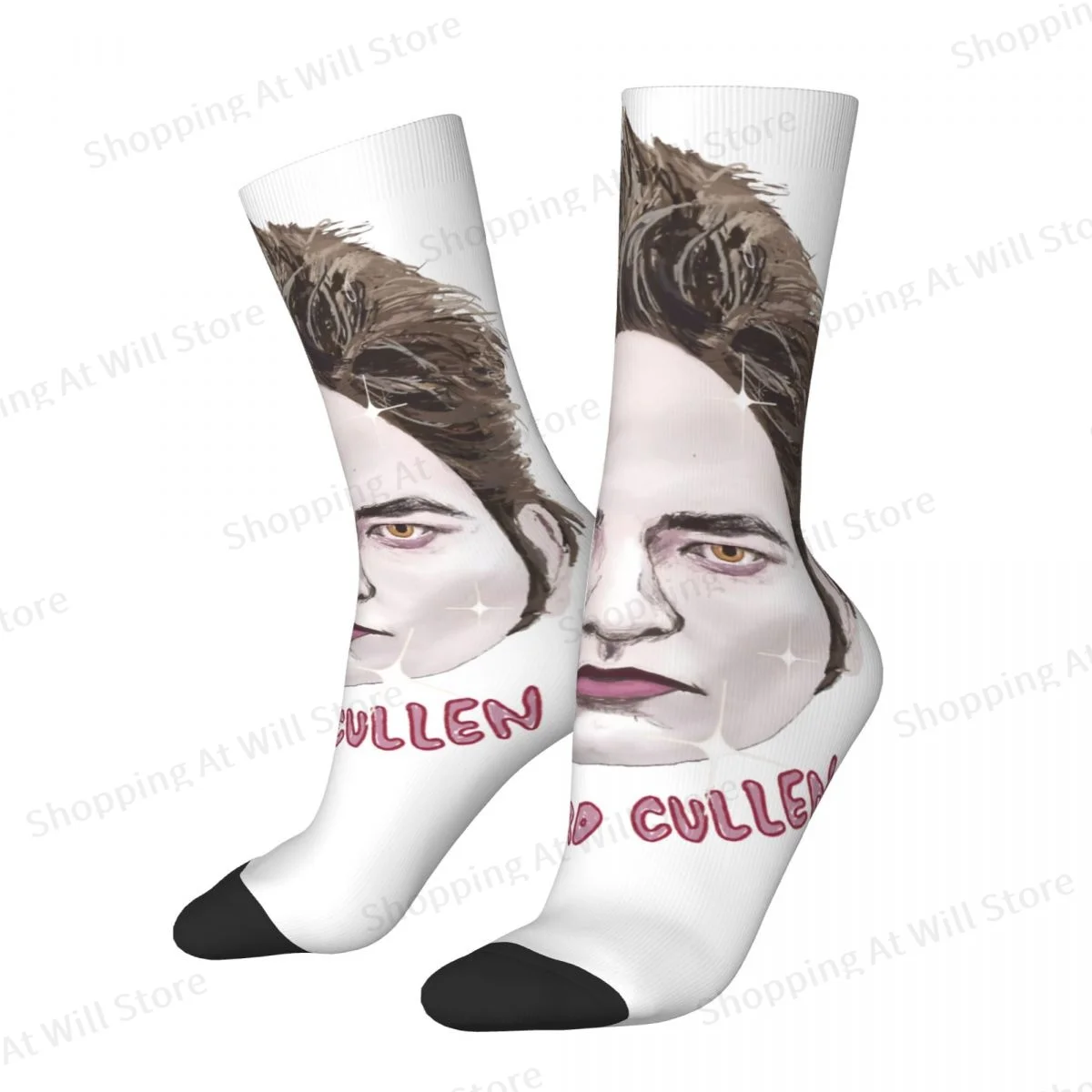 Edward Cullen Twilight Eggward Men Women Round neck Socks Cycling Novelty Spring Summer Autumn Winter Stockings Gift