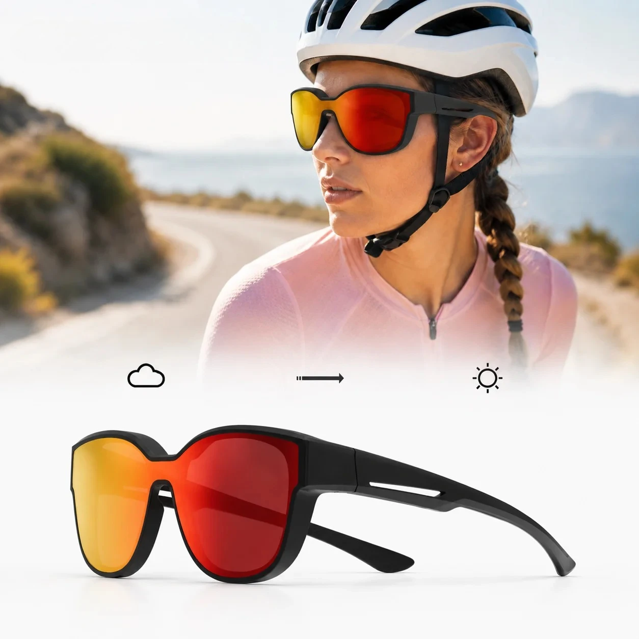 Polarized Fitover Cycling Sunglasses Oversized Square Frame Over Glasses Driving Bike Cycling Fishing UV Protection