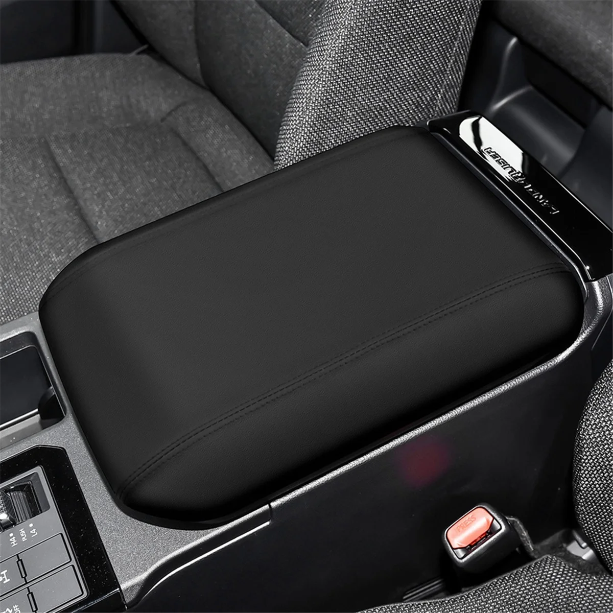 Car Center Console Armrest Box Cover Armrest Box PU Leather Panels for Prado LC250 2024 Black