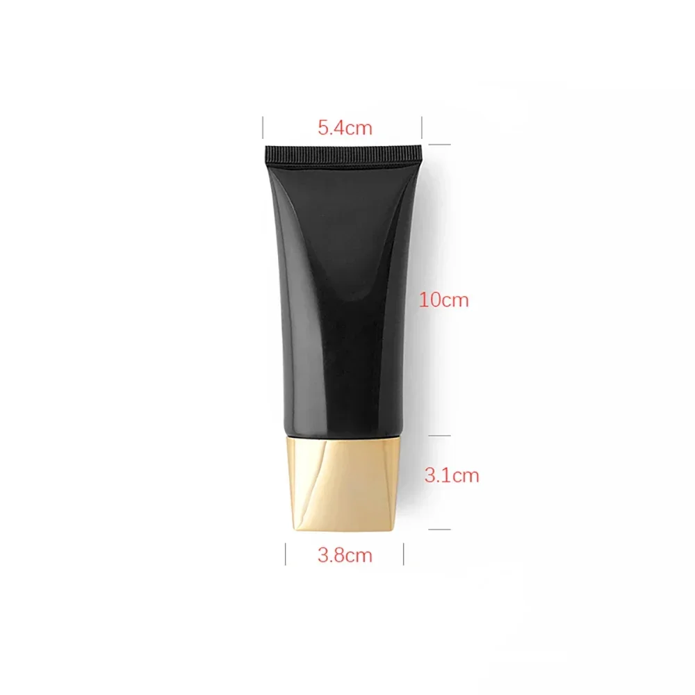 50ml Black Plastic Refillable Container Empty Cosmetic Makeup Cream Lotion Squeeze Bottle 50g Flat Style Soft Tube 20pcs per lot