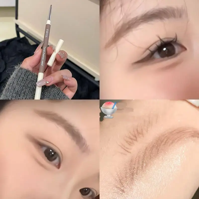Double-headed Eyebrow ปากกา Sweat-proof Long Lasting Eyebrow ดินสอกันน้ําสีดําธรรมชาติ Eyebrow ปากกาแต่งหน้าเครื่องสําอางเครื่องมือ
