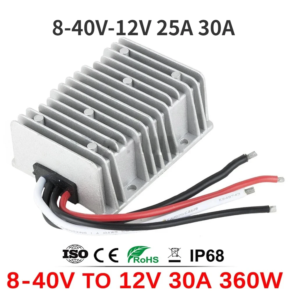 DC DC Converter 8-40V TO 12V 25A 30A Automatic Boost-Buck 12 Volt Car Power Supply Voltage Stabilizer CE RoHS