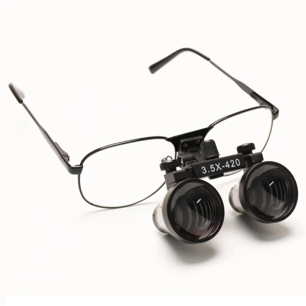 2.5X/3.5X Magnification Binocular Dental Loupe Surgery Surgical Magnifier with Headlight LED Light Operation Loupe Lamp