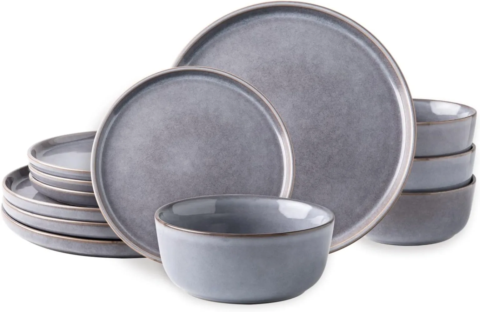 AmorArc Stoneware Dinnerware Sets,Round Reactive Glaze Plates and Bowls Set,Highly Chip and Crack Resistant | Dishwasher & Micro