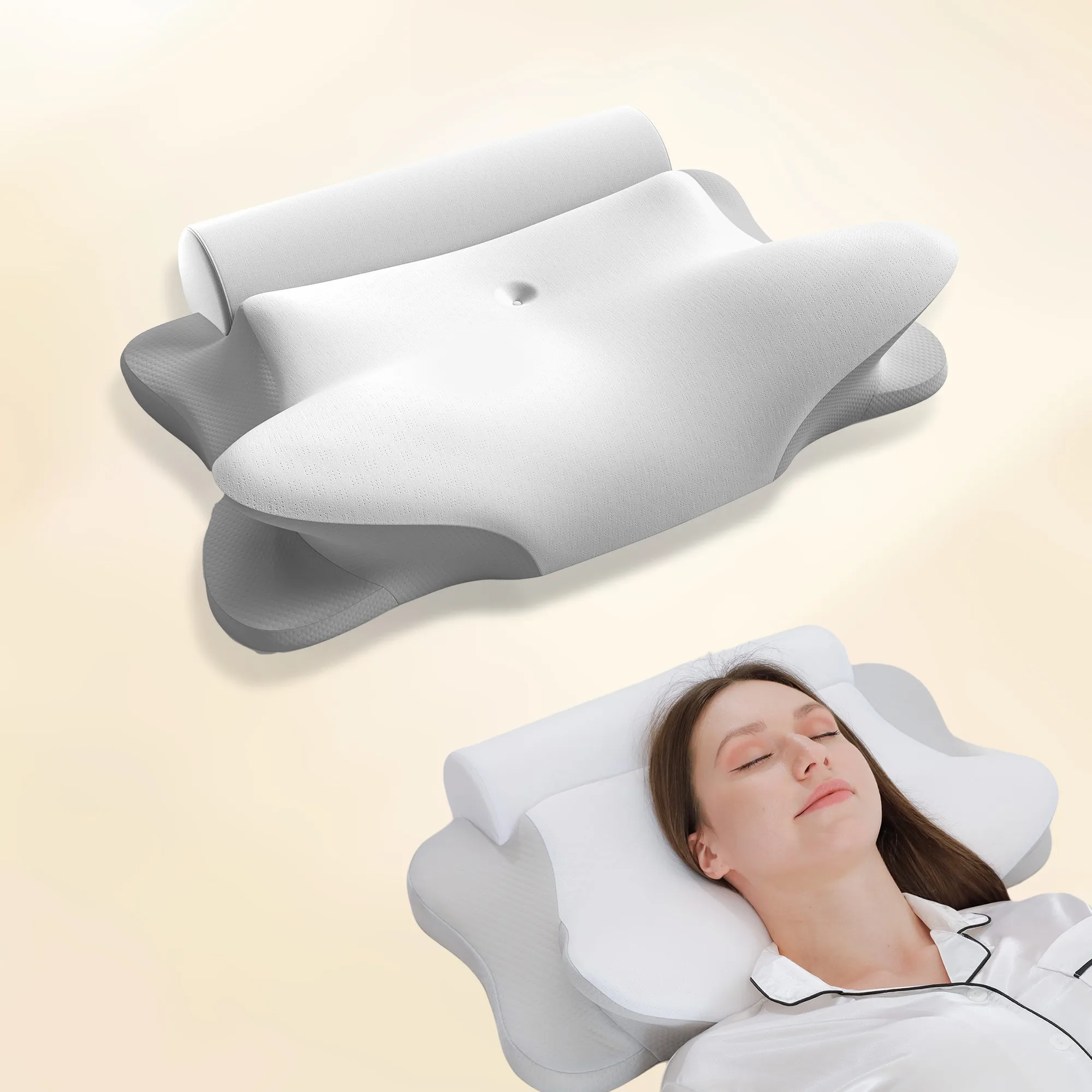 Ergonomic Memory Foam Cervical Pillow Adjustable Support