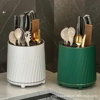 Kitchen Rotating Knife Rack Integrated Storage Box for Utensils And Spoons Pure Knife Seat Home Use Countertop Organizer