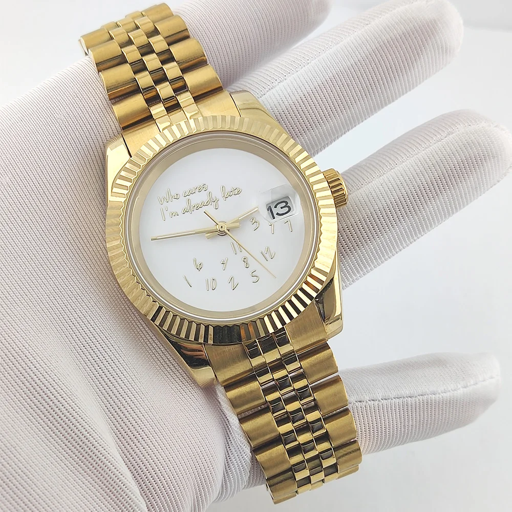 

Часы 36 мм/39 мм NH35 «Не волнуйся, я уже опаздываю», высококачественное сапфировое стекло, водонепроницаемый корпус, механизм NH35