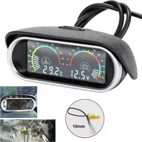 2 In 1 12v 24v Car Water Temp Temperature Gauge Digital LCD Voltmeter W Sensor 3 Digit -10～120℃ For Most Cars