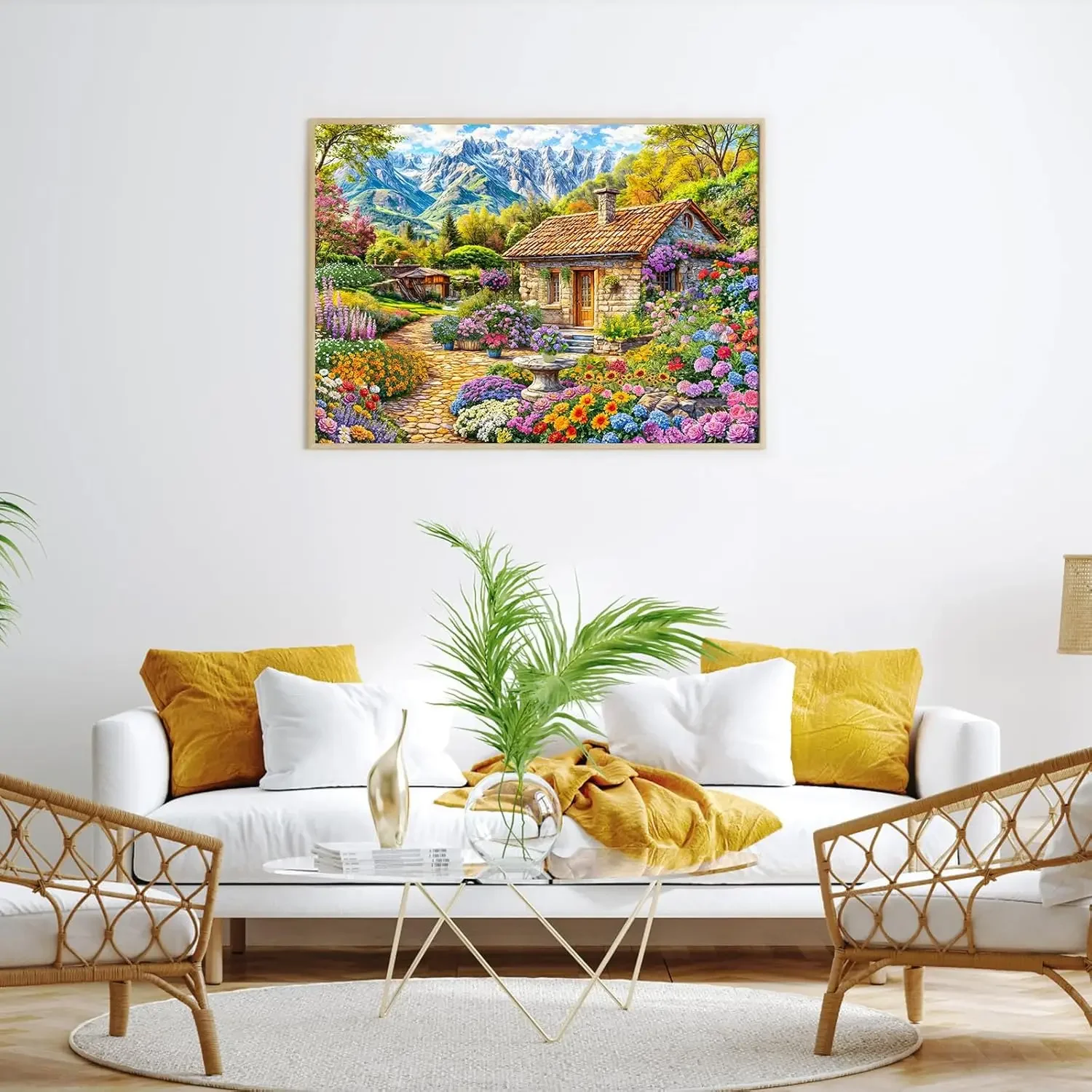 บ้านดอกไม้ในภูเขาปริศนาจิ๊กซอว์ไม้ 120/300/500/1000 ชิ้นของเล่นเพื่อการศึกษาสําหรับผู้ใหญ่/เด็กของขวัญวันเกิด