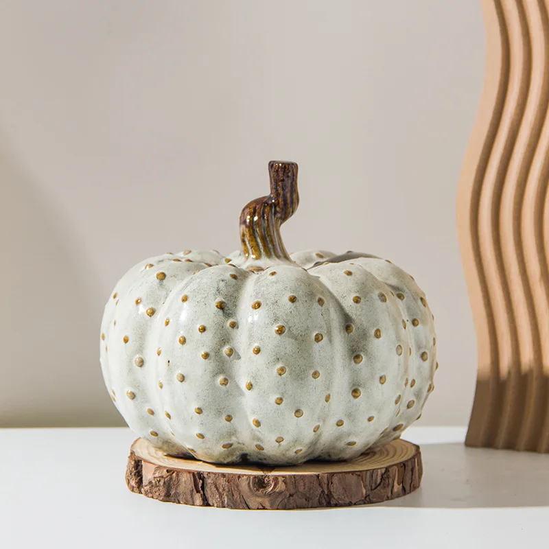 Ceramic Pumpkin Ornament Simulation Plant Sculpture Handmade Easter Porcelain Handicraft Ornaments Home Decoration