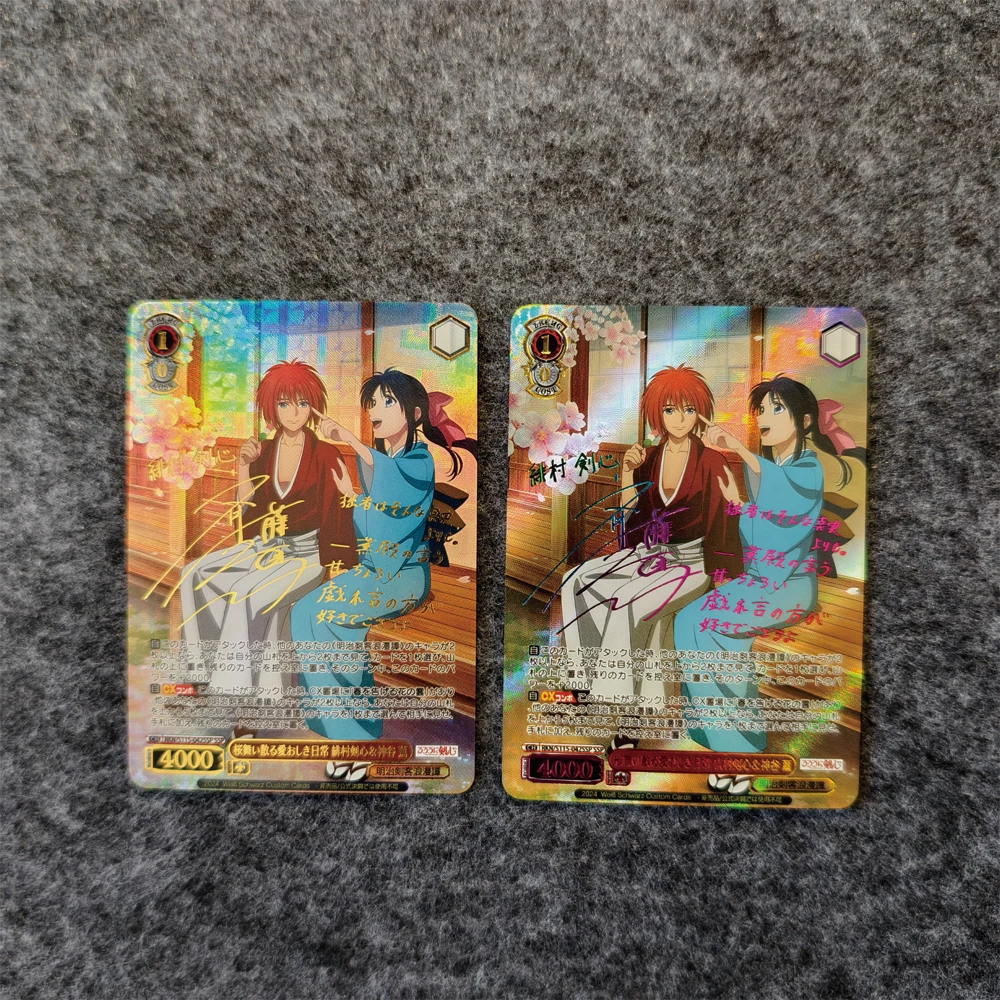 Tarjeta de firma de Rurouni Kenshin con estampado dorado de Anime nuevo, tarjeta de colección Weiss Schwarz, Color refractivo, Flash de arcoíris, regalos para niños