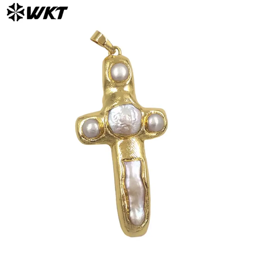 

WT-JP446 Хит продаж: Длинный кулон с пресноводным жемчугом и позолотой 18 карат для ювелирных изделий, полуфабрикат для рукоделия