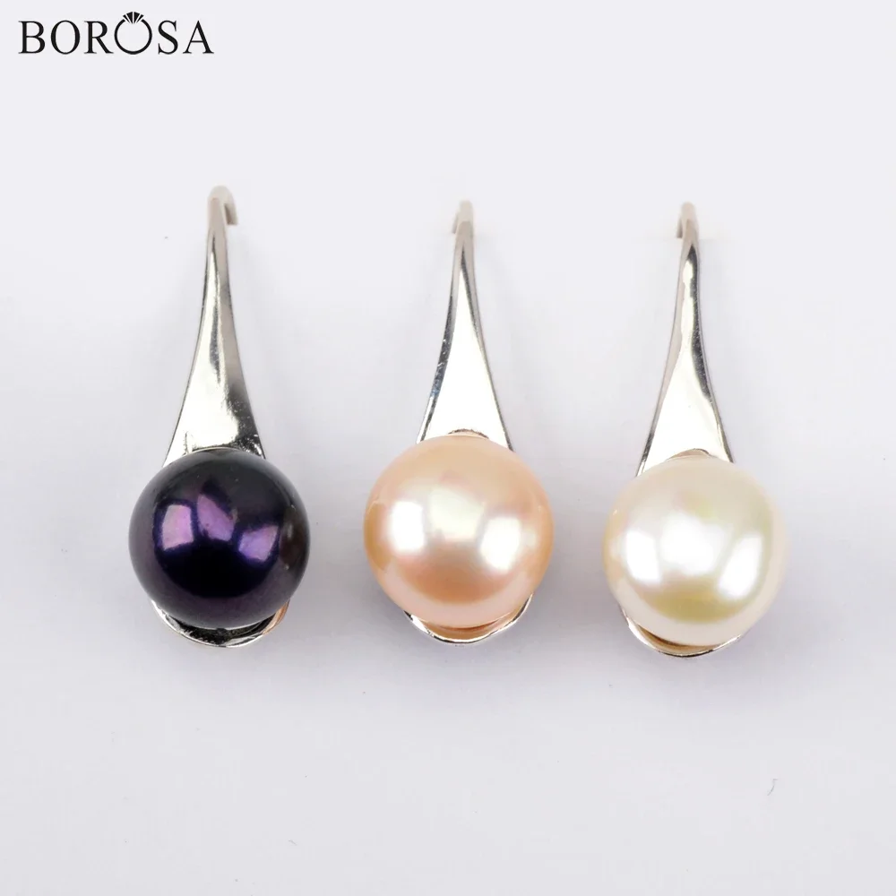 BOROSA 3Pairs 925 Sterling Silver Earrings Drop Earrings for Women High Quality Round Natural Pearl Earring Jewelry Accessories