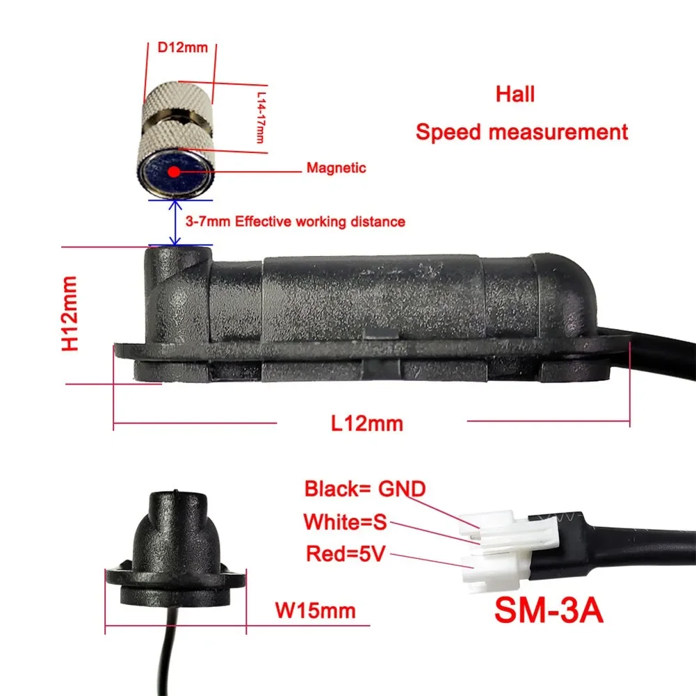 Electric Bicycle Speed Sensor Extension Cable 2M Set KT BZ-1 Metal For E-Bike DIY Conversion Kit SM-3A Three-wire Parts