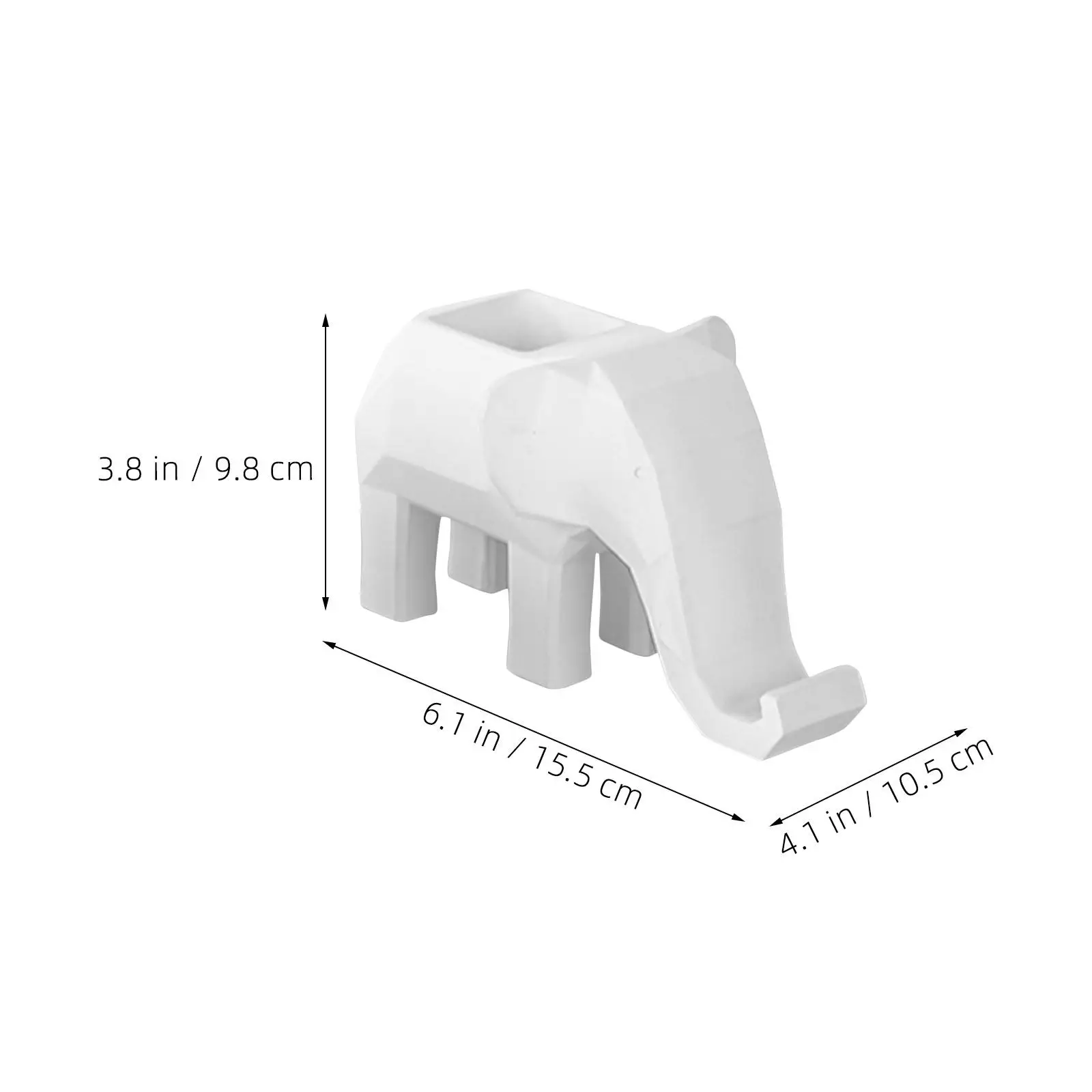 Elephant Shaped Resin Pen Holder Geometric Desk Organizer Phone Stand Stationery Container for Office Home Animal Pen Bucket