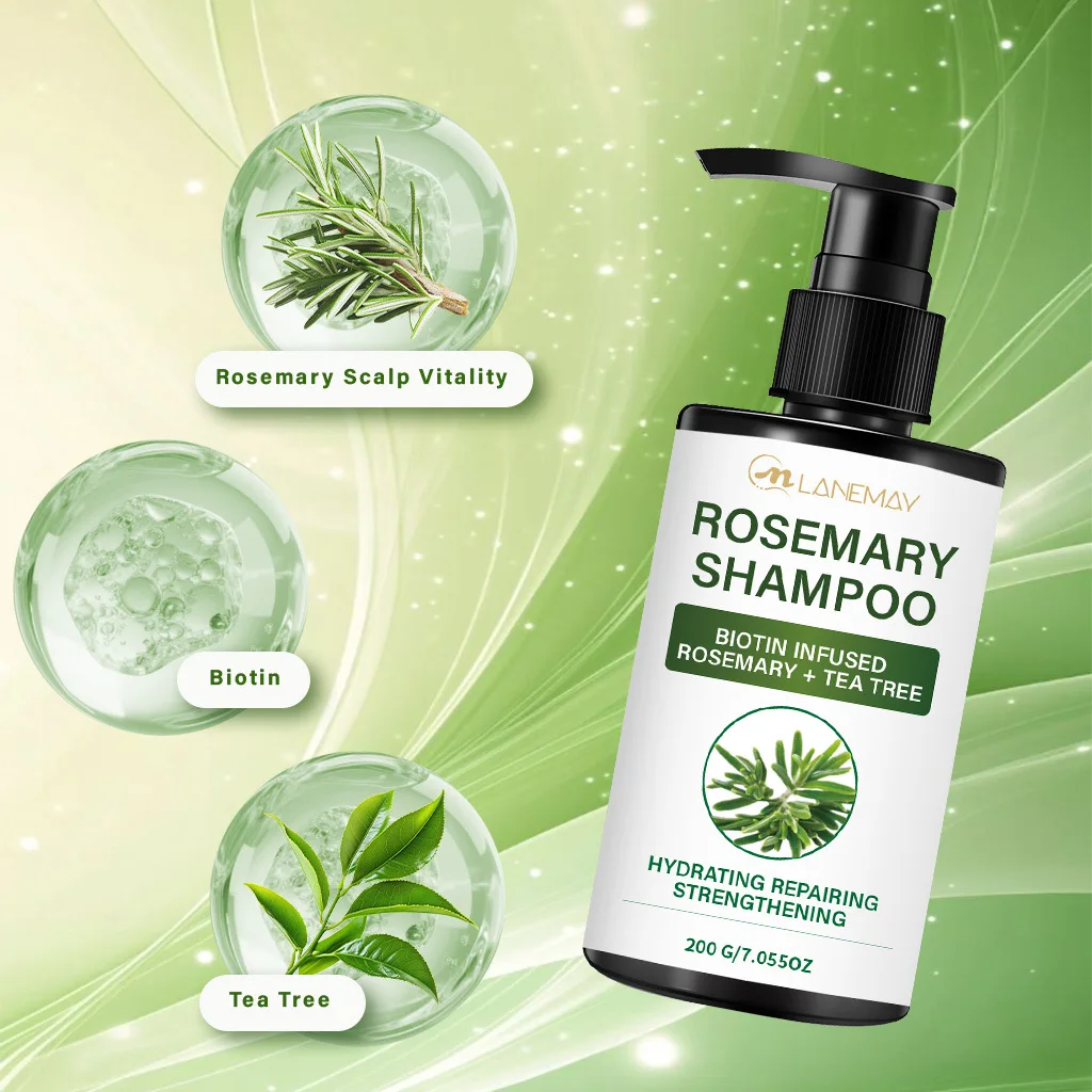 Biotin Infused Rosemary Tea Tree Shampoo – Repairing Strengthening Formula with Scalp Vitality Support for Daily Hair Care.