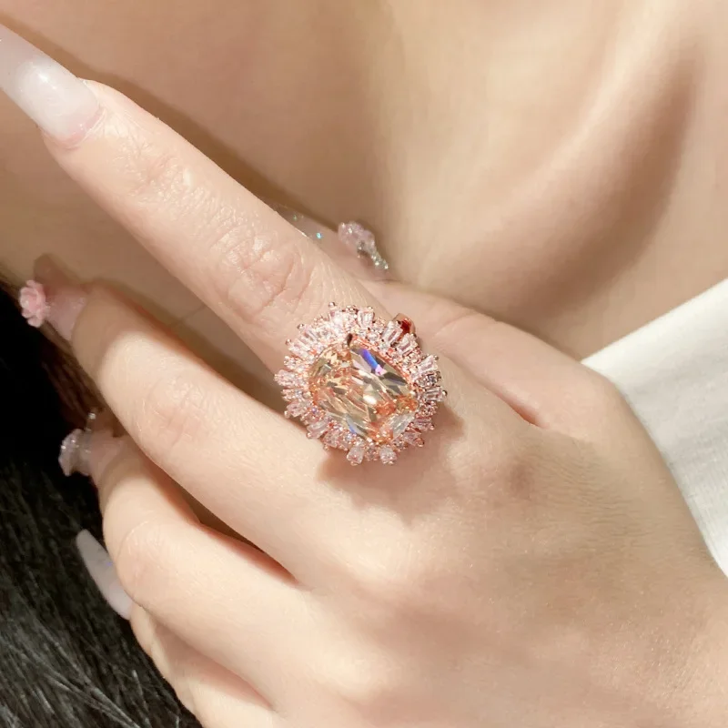 

MDLFES Moiss1n Diamond Style Новое крупногабаритное кольцо с блестящими бриллиантами в каратах, званый ужин, универсальный благородный полный комплект