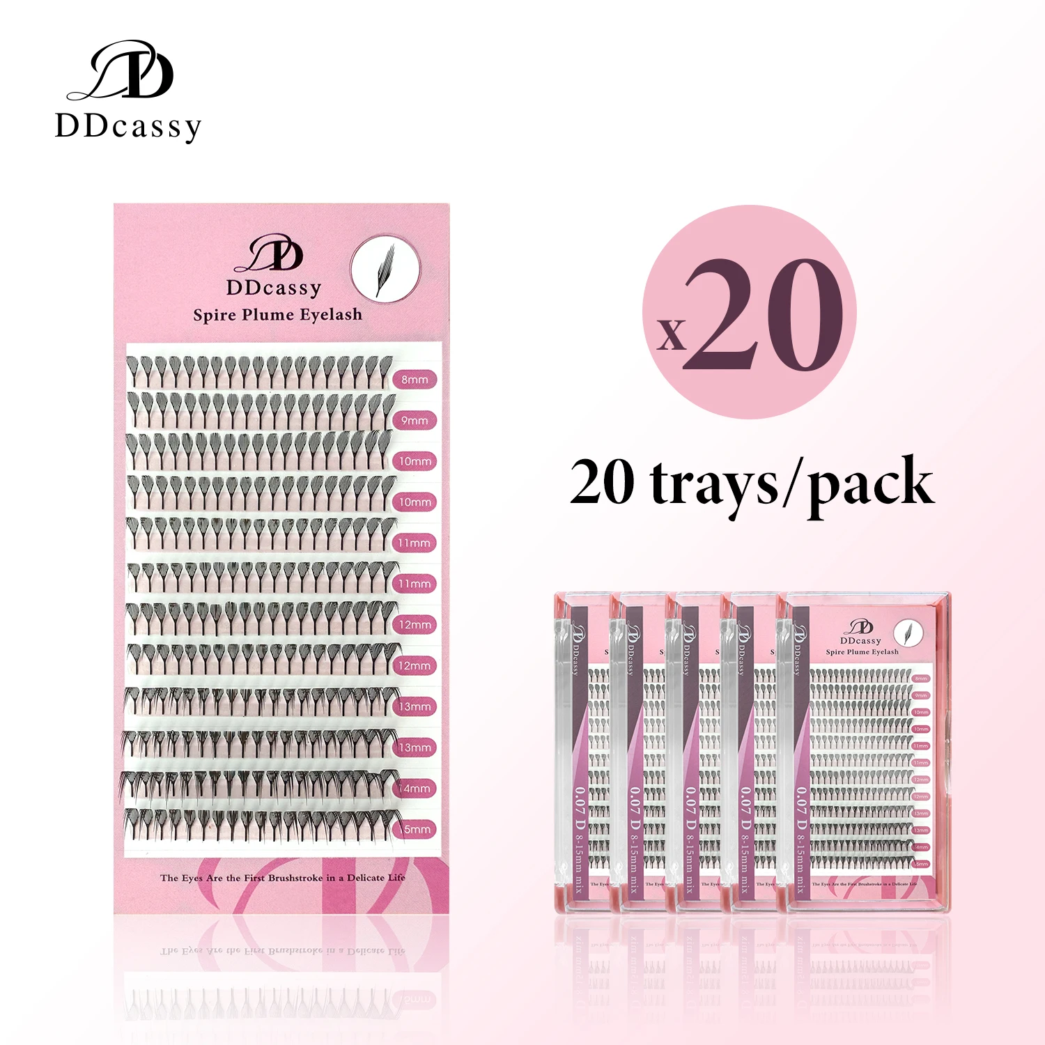 

20 cases Premade Spire Wispy Anime Effect Soft Plume Fluttering Eyelash Extensions Comic