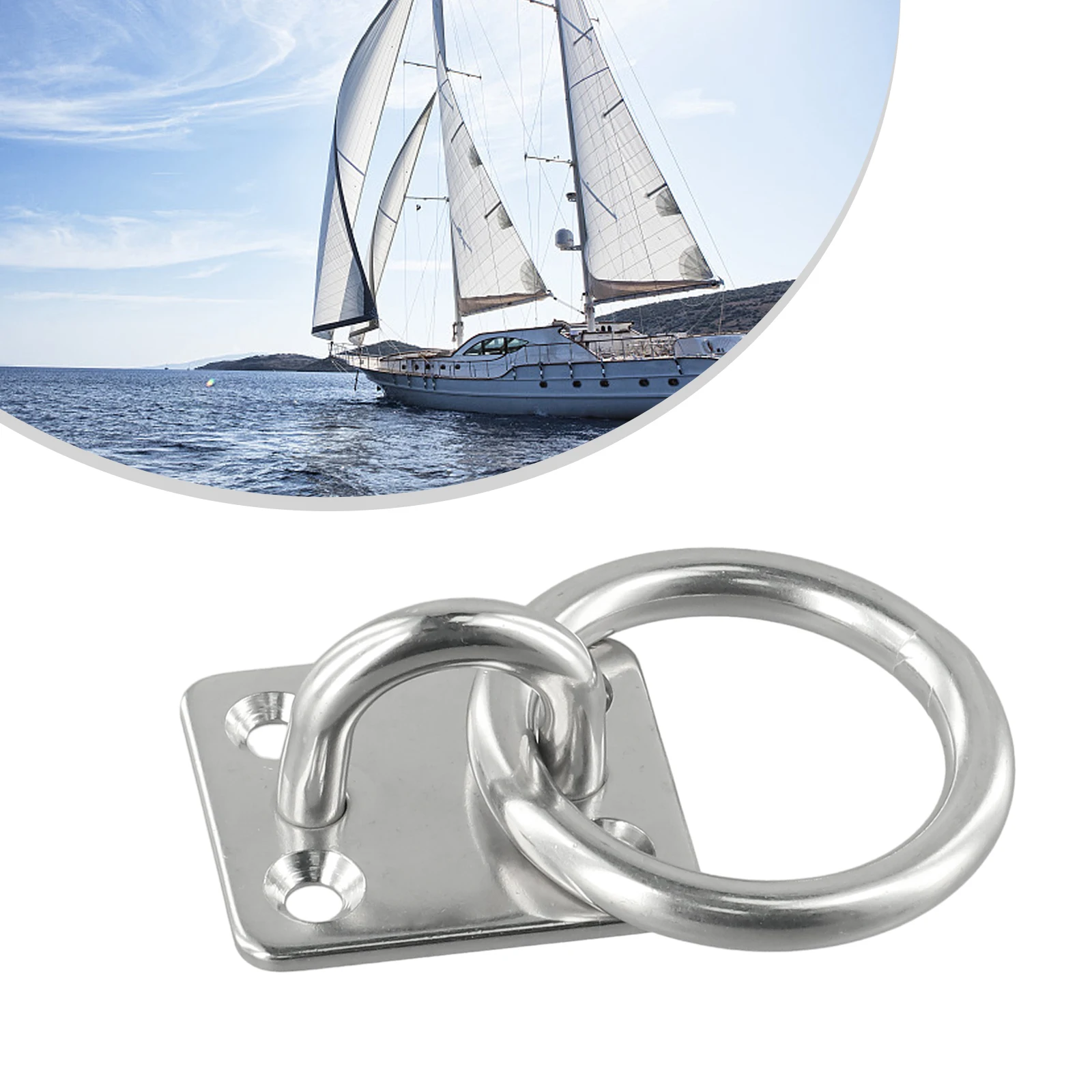 

6mm Stainless Steel Marine Eye Plate With Ring (Lashing Tie Down Boat Yacht) Oval Eye Board Marine Deck Buckle Staple Boat Shade