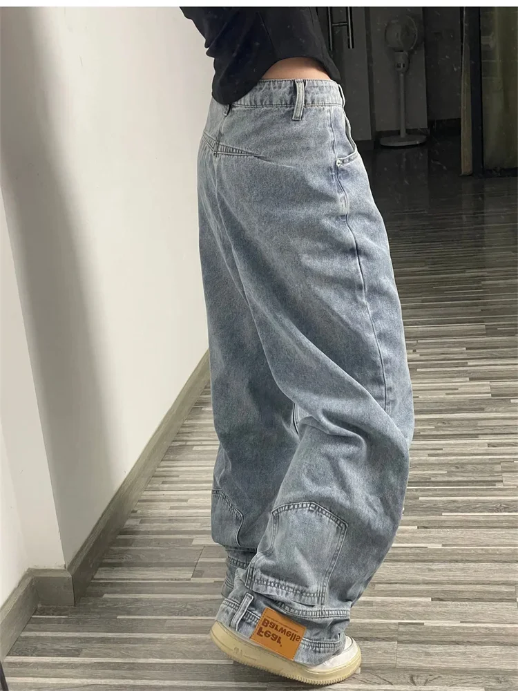 Casual jeans reversible pants ins fashion American retro Y2K loose high waist jeans women street clothing loose trousers pants - Image 4