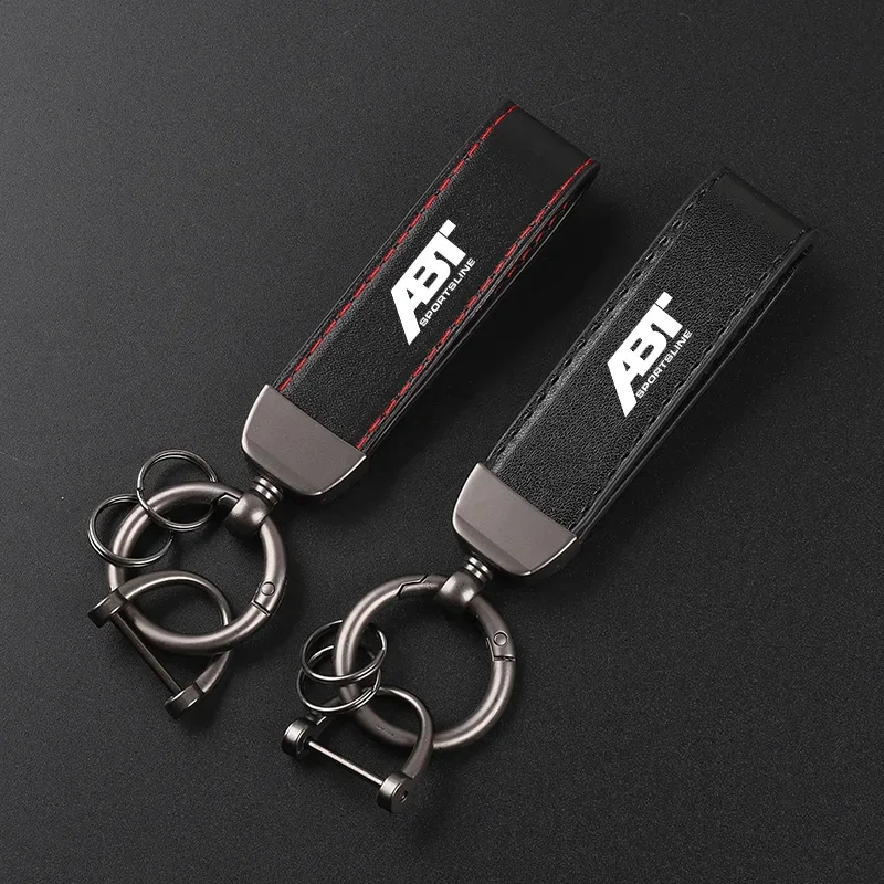 Deluxe Leather Keychain with Car Badge Keychain Pendant For ABT s5 sq7 a1 a3 s6 a5 q5 rs