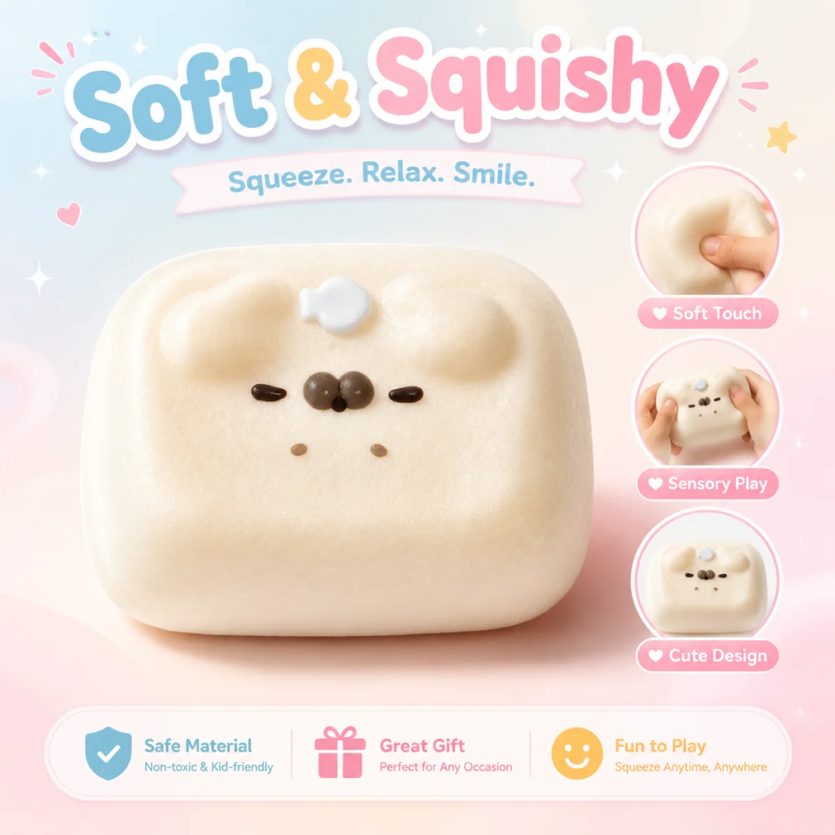 Cute Mini Seal Shaped Squishy Toy Food‑Safe Soft Material Anxiety Relief Squeeze Toy Portable Sensory Fidget Gadget Children