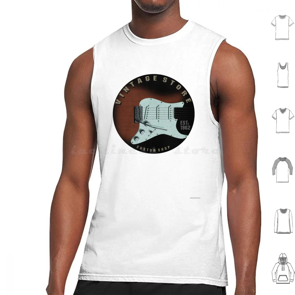 Vintage Guitars Tank Tops Vest Sleeveless Guitar Music E Guitar Amplifier Fanboy Stratocaster Band Fame Loud Fan