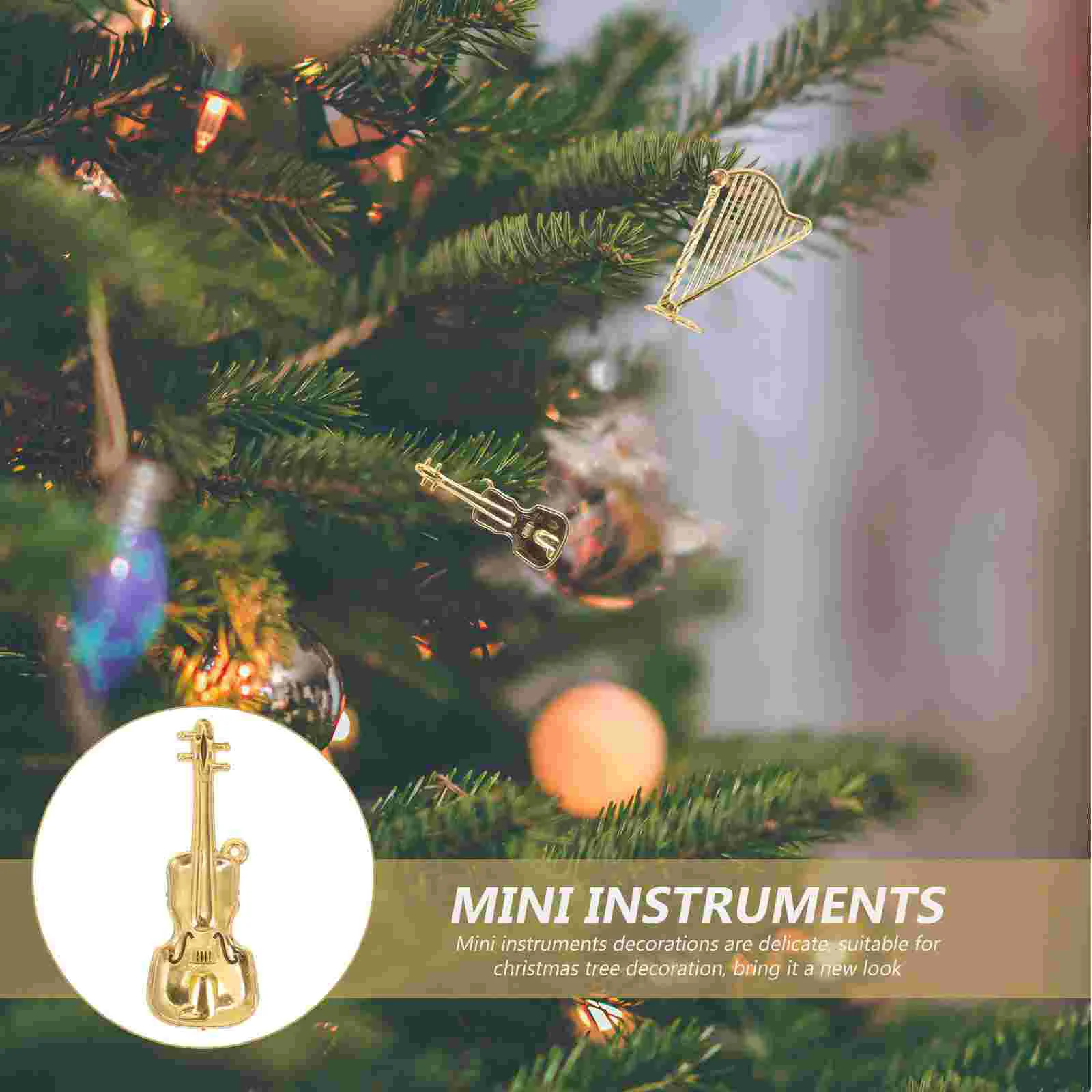 14pcs Miniature Music Instruments Christmas Tree naments Delicate Design Festive Holiday Decor Tiny Acrylic Models Xmas Party