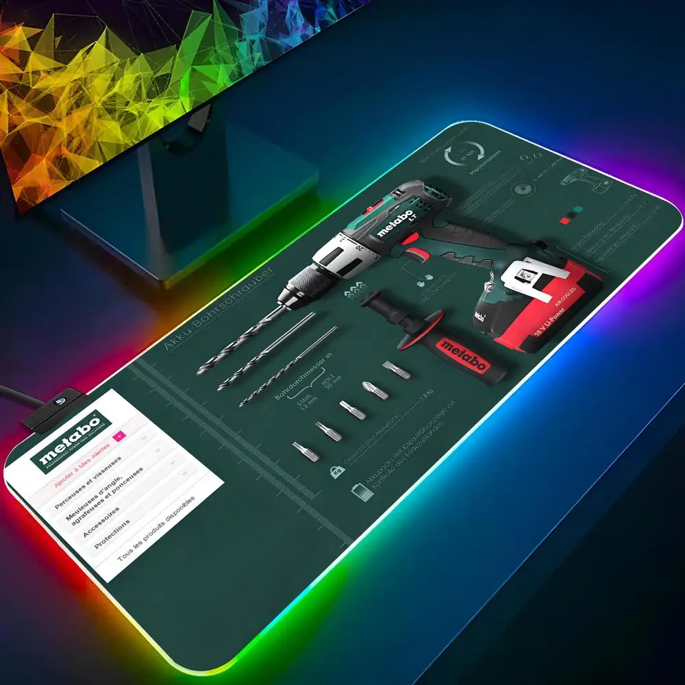 Metabo   Mouse Pad RGB Pc Gamer Keyboard LED Glowing  Rubber Gaming Computer Mause pads Cute Cartoon Gaming Computer csgo lol pu
