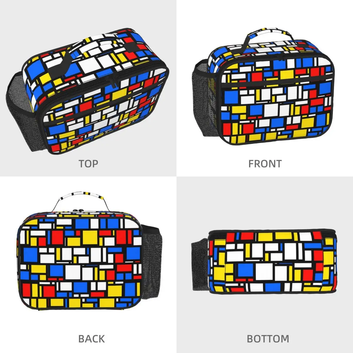 Mondrian Abstract Art Deco Graphic Insulated Lunch Bag for Kids School Cooler Thermal Food Box Tote Lunch Boxes Container