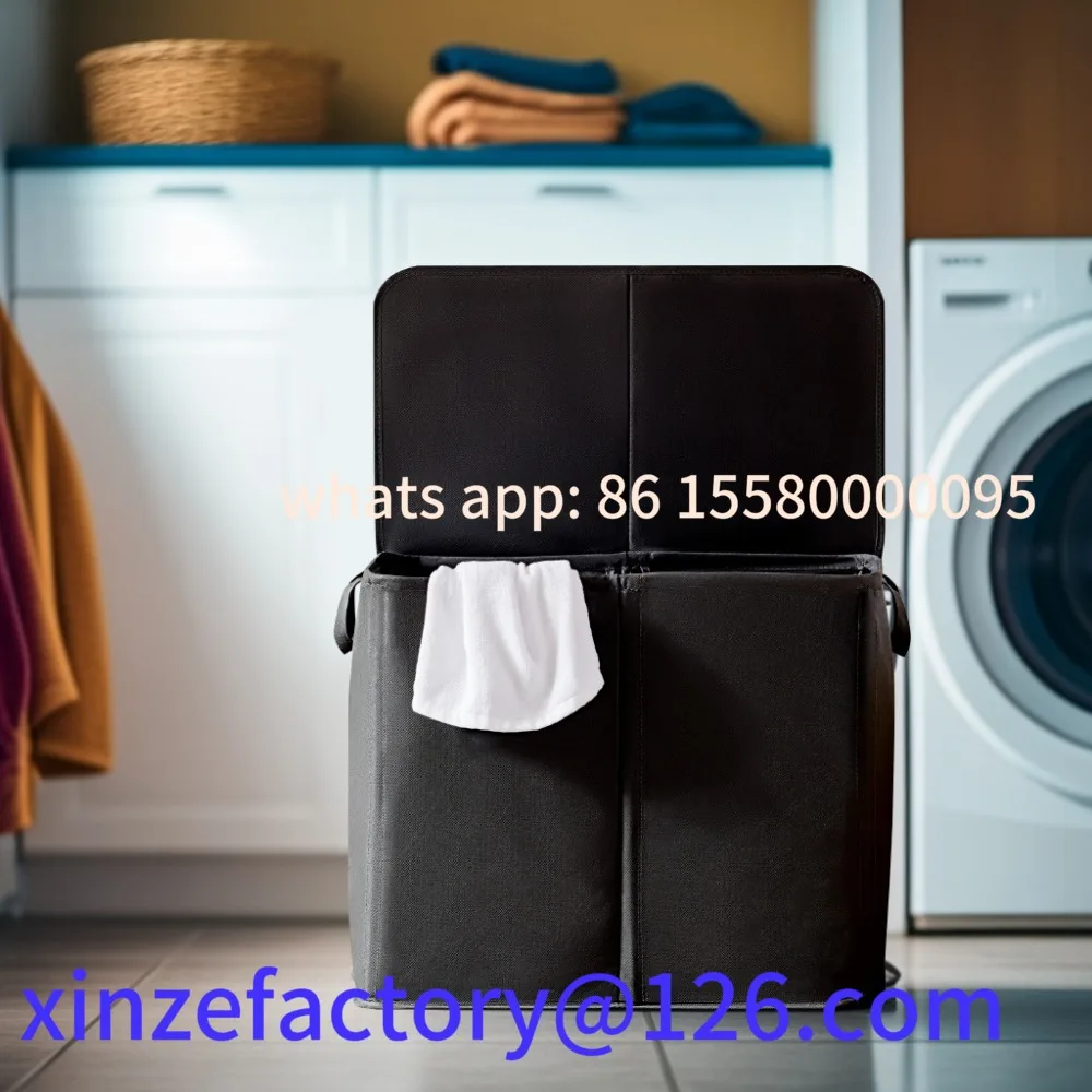 

Customizable Double Layered Laundry Basket Removable Laundry Bag with Lid Large Foldable Compartment Dirty Clothes Organizer Hom