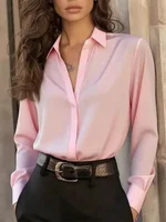 Women's  Long Sleeve Button Down Blouse - Elegant Office Chic Top with Classic Collar & Versatile Style - Image 2