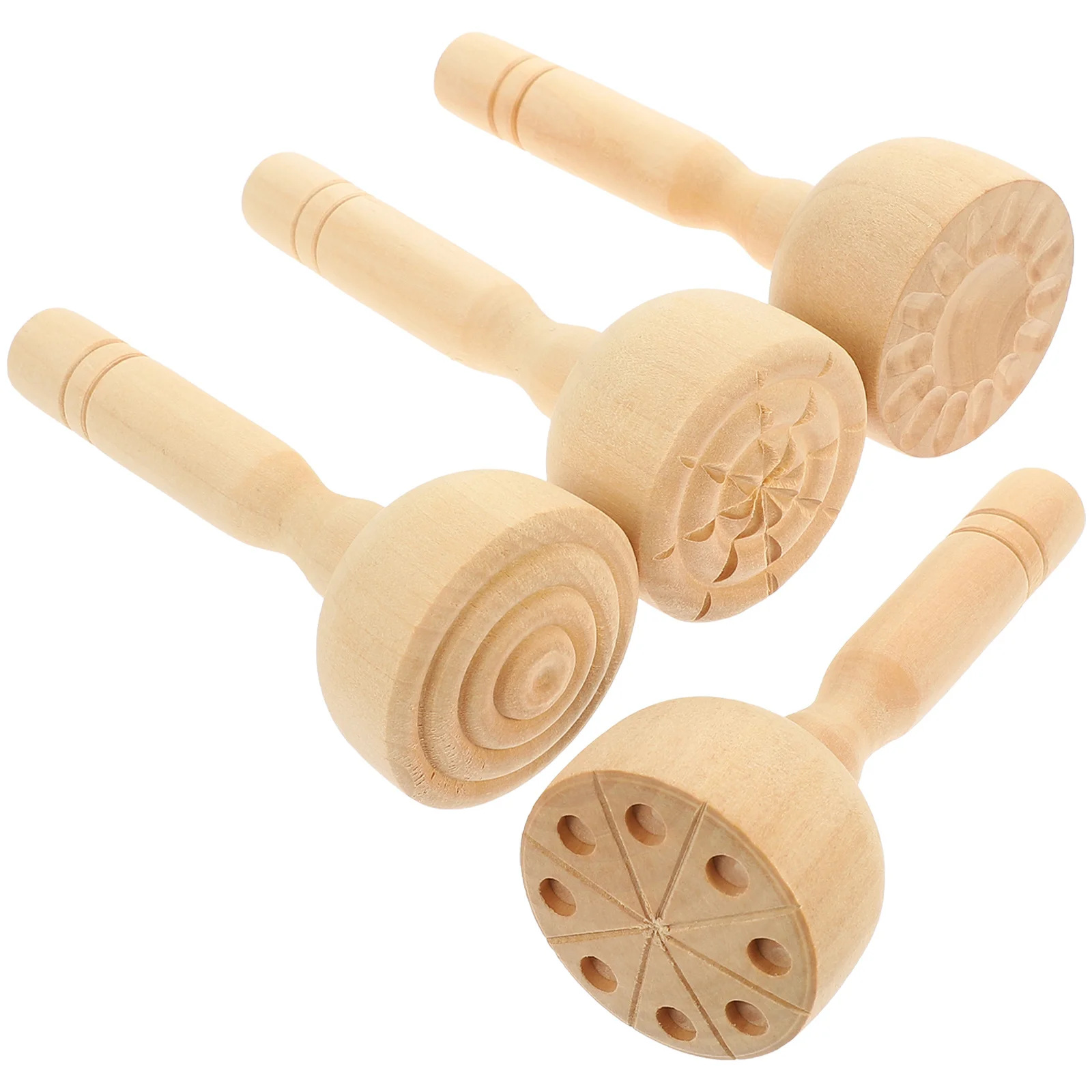 

4pcs Wooden Tools Kids Clay Molds Practical Diy Craft Stamps For Modeling Dough Painting Cookie Decoration Clay Making Supplies