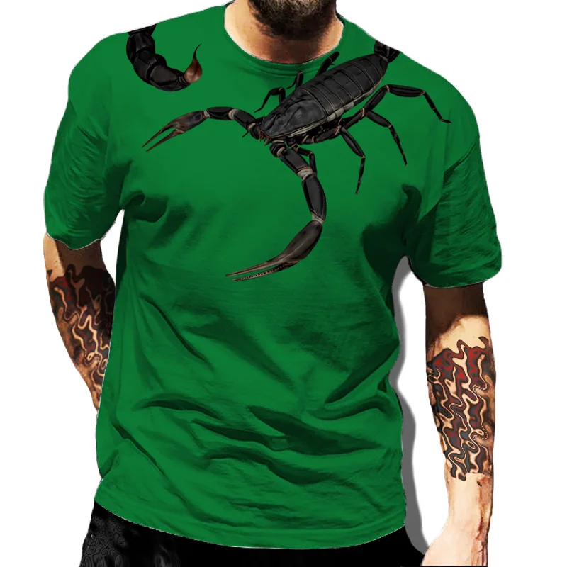 Scorpion Pattern T-shirt For Men Summer Poison Graphic 3D Print Tees Red Sport T Shirt Women/Men Novelty Hip Hop Tops oversized