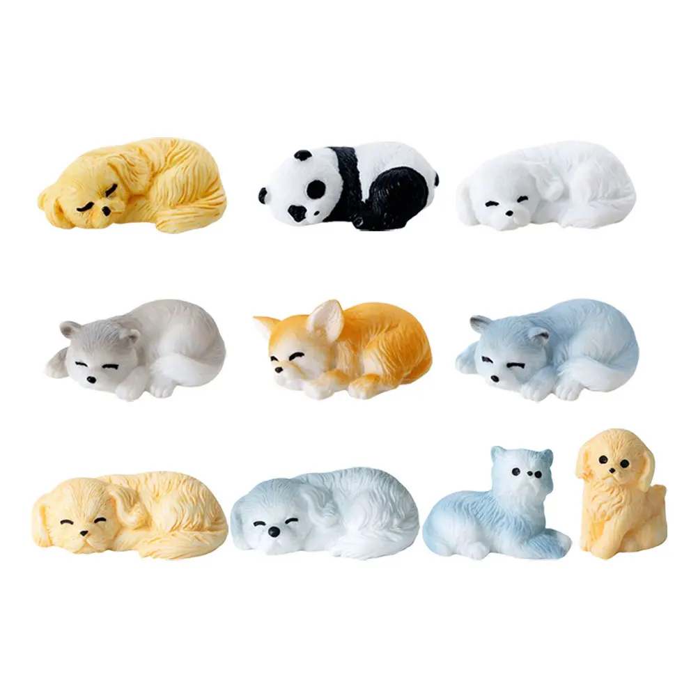 

10pcs Mini Dog Figurines Resin Puppy Animal Sculptures for Tabletop Bonsai Fairy Garden Landscape Decor Car Dashboard Dollhouse