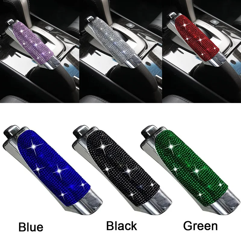 Universal Car Crystal Handbrake Covers Anti-slip Auto Gear Shift Collars Diamond Rhinestone Decor Car Bling Accessories Interior