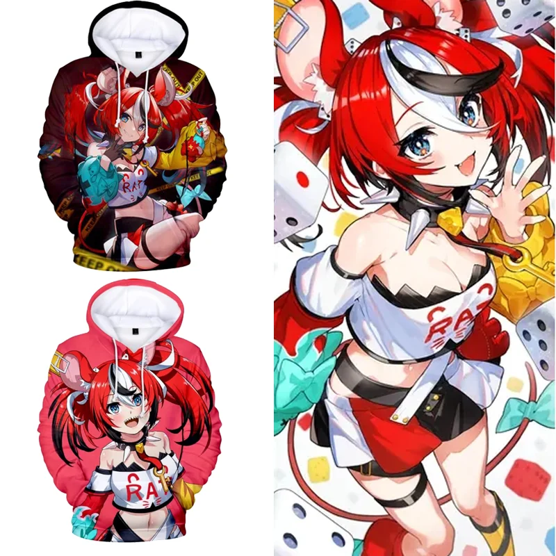 

Hakos Baelz Hololive VTuber толстовки 2025 новый милый 3D принт унисекс аниме толстовки для мужчин и женщин спортивный костюм негабаритная мужская одежда