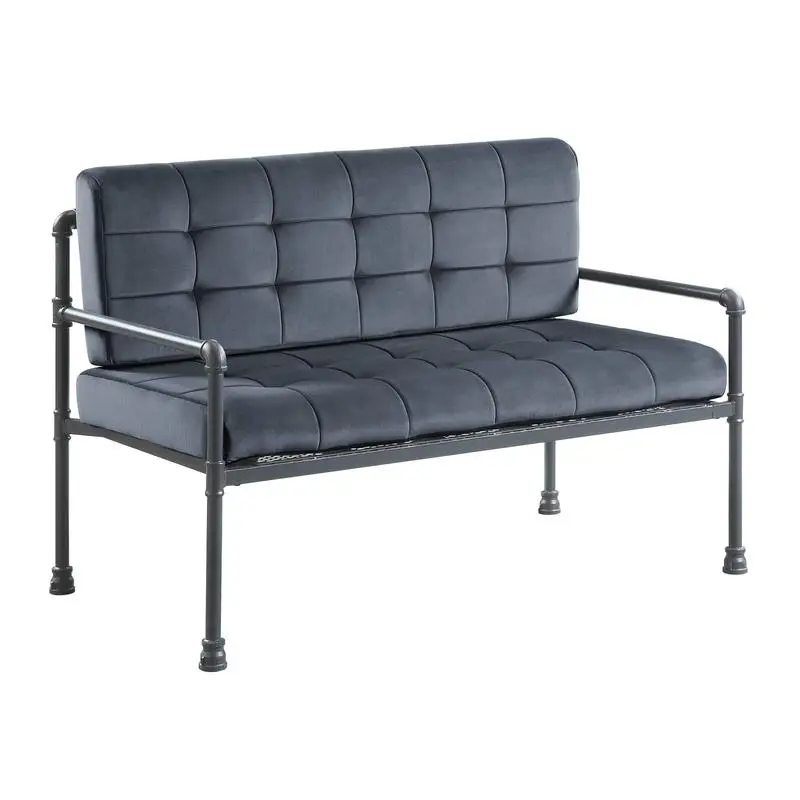 مقعد Loveseat باللون الرمادي المخملي مع لمسة نهائية رمادية رملية - راحة وأناقة حديثة لغرفة المعيشة الخاصة بك