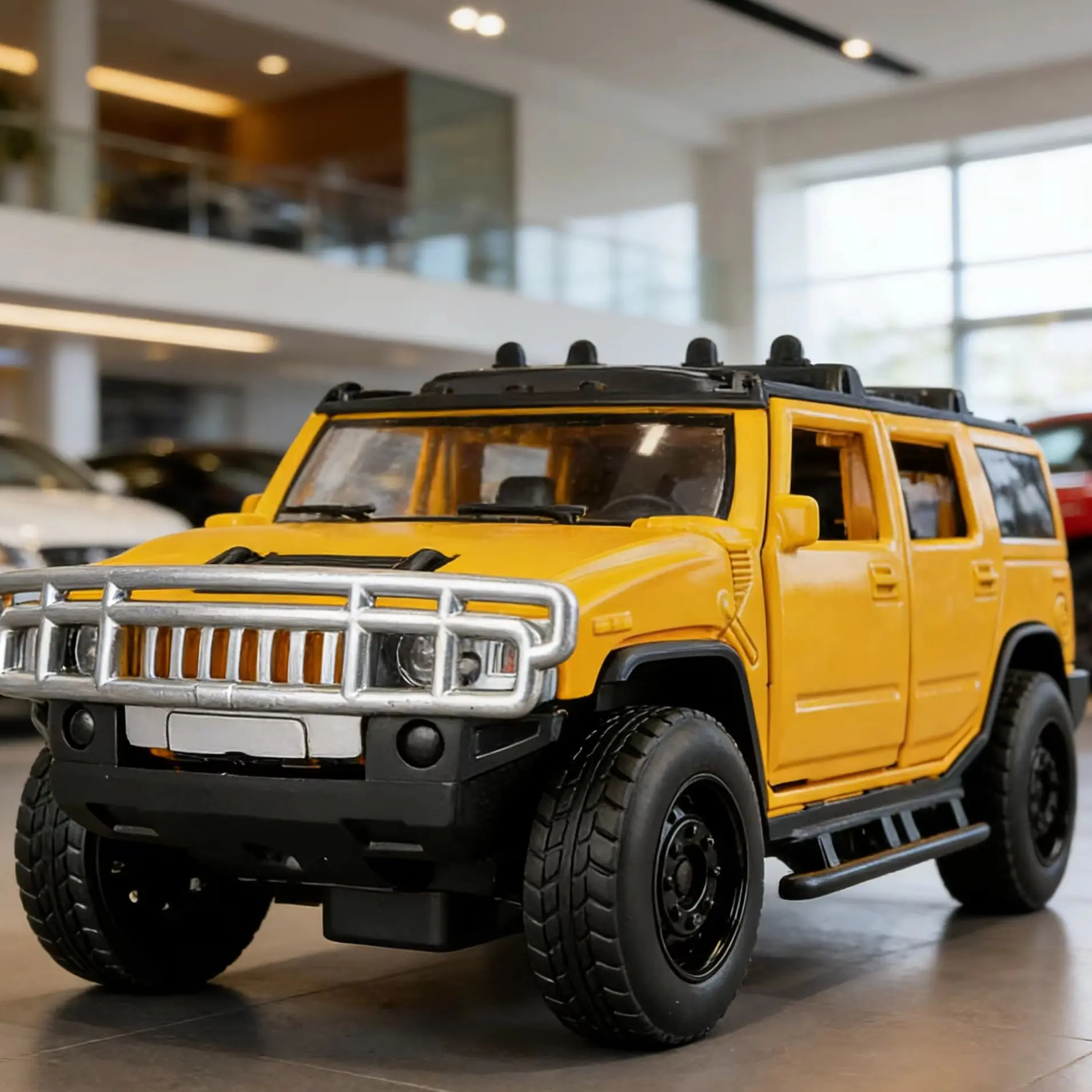 

1:32 Scale Hummer H2 Diecast Off-Road Vehicle Model, Pull Back Function, with Lights and Sounds, Realistic Simulation Collectibl