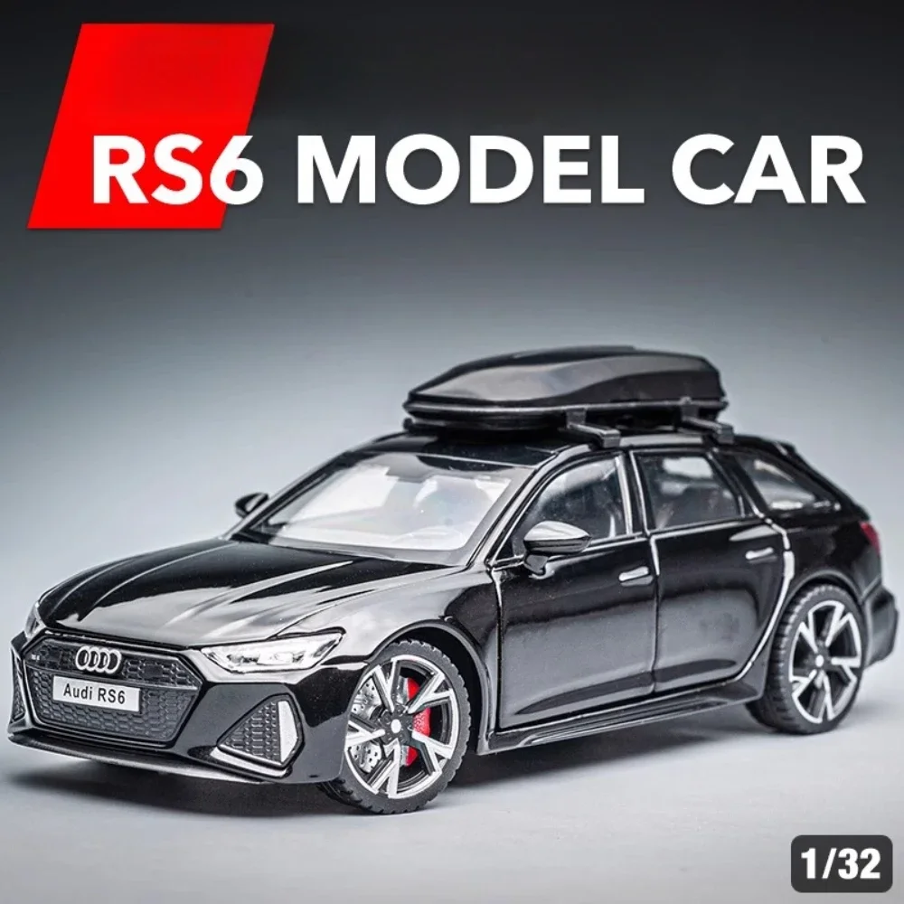 Modelo de coche Audi RS6 1:32, juguete de simulación de aleación, puertas fundidas a presión, sonido abierto, luz, absorción de impacto, modelos de vehículos, adornos, regalos