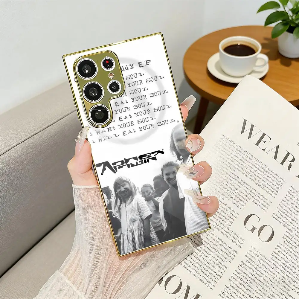 Music Band A-Aphex T-Twin Phone Case Luxury Electroplated Metal Frame Case For Samsung Galaxy S25 S24 S23 Ultra